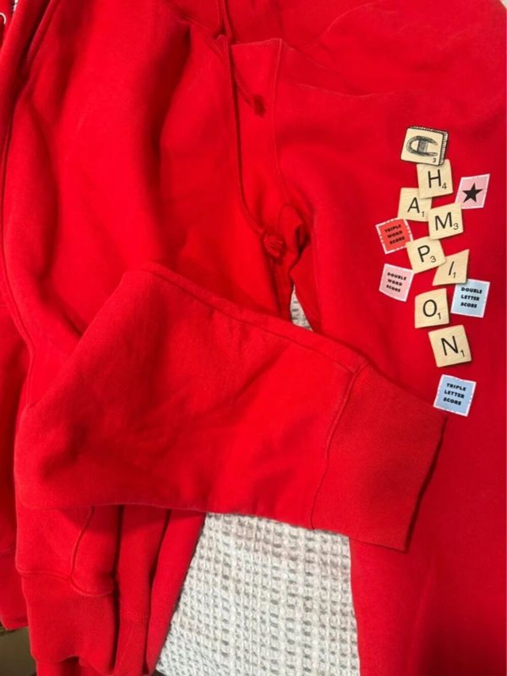 Champion X Scrabble Red Graphic Hoodie & Sweatpants-Size 2XL